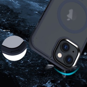 iPhone 14 Plus MagSafe-kompatibilis áttetsző matt tok kék Alphajack