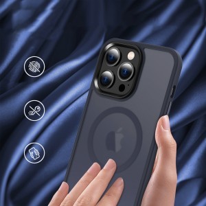 iPhone 14 Pro Max MagSafe-kompatibilis áttetsző matt tok kék Alphajack