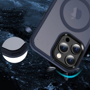 iPhone 15 Pro Max MagSafe-kompatibilis áttetsző matt tok kék Alphajack