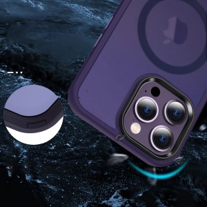 iPhone 15 Pro MagSafe-kompatibilis áttetsző matt tok sötétlila Alphajack