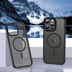 iPhone 13 Pro MagSafe-kompatibilis áttetsző matt tok fekete Alphajack