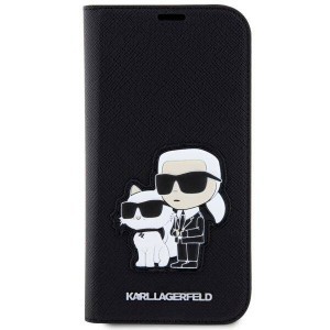 iPhone 14 Pro Karl Lagerfeld KLBKP14LSANKCPK PU Saffiano Karl és Choupette NFT fliptok fekete