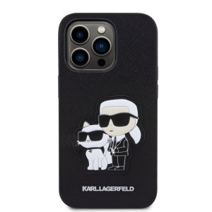 iPhone 14 Pro Karl Lagerfeld PU Saffiano Karl és Choupette NFT tok fekete (KLHCP14LSANKCPK)