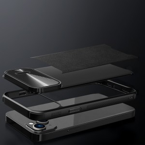 iPhone 14 Pro Nillkin Camshield Leather S bőr tok fekete