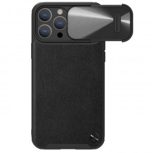 iPhone 14 Pro Max Nillkin Camshield Leather S bőr telefontok fekete