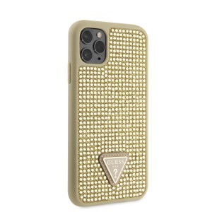 iPhone 11 Pro Guess Rhinestones Triangle Metal Logo tok arany (GUHCN58HDGTPD)