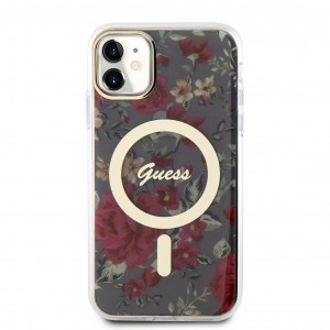 iPhone 11 Guess PC/TPU Flowers IML MagSafe kompatibilis tok (GUHMN61HCFWSA)