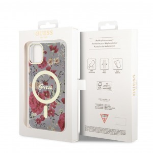 iPhone 11 Guess PC/TPU Flowers IML MagSafe kompatibilis tok (GUHMN61HCFWSA)