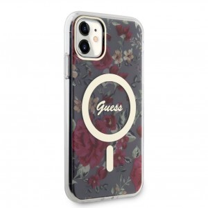 iPhone 11 Guess PC/TPU Flowers IML MagSafe kompatibilis tok (GUHMN61HCFWSA)