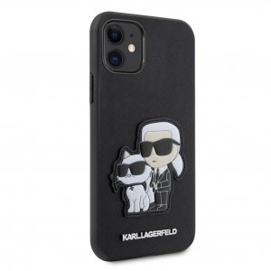 iPhone 11 Karl Lagerfeld PU Saffiano Karl és Choupette NFT tok fekete (KLHCN61SANKCPK)