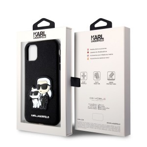 iPhone 11 Karl Lagerfeld PU Saffiano Karl és Choupette NFT tok fekete (KLHCN61SANKCPK)