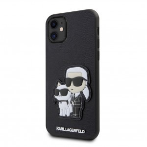 iPhone 11 Karl Lagerfeld PU Saffiano Karl és Choupette NFT tok fekete (KLHCN61SANKCPK)