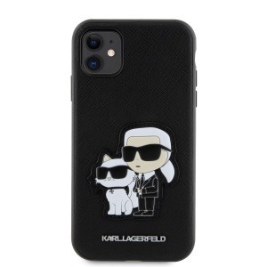 iPhone 11 Karl Lagerfeld PU Saffiano Karl és Choupette NFT tok fekete (KLHCN61SANKCPK)