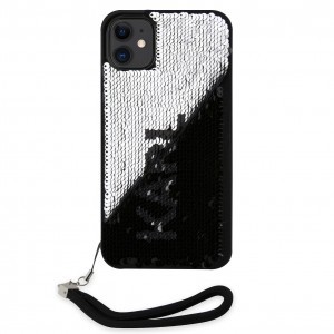iPhone 11 Karl Lagerfeld Sequins Reversible tok fekete/ezüst (KLHCN61PSQRKS)