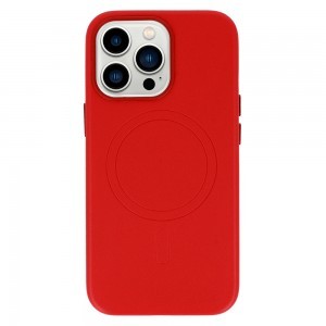 iPhone 14 Pro MagSafe Leather bőr tok piros
