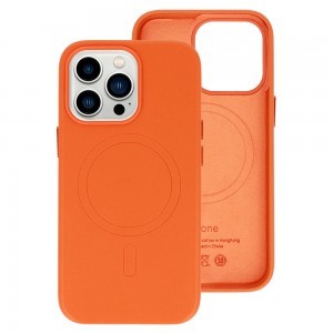 iPhone 14 Pro Max MagSafe Leather bőr telefontok narancsssárga
