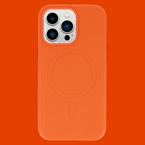 iPhone 14 Pro Max MagSafe Leather bőr telefontok narancsssárga