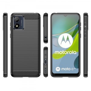 Motorola Moto E13 Carbon szénszál mintájú TPU tok fekete