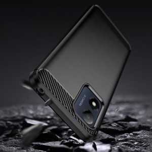 Motorola Moto E13 Carbon szénszál mintájú TPU tok fekete