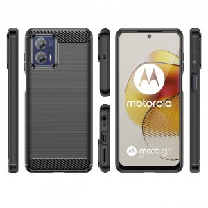 Motorola Moto G73 5G Carbon szénszál mintájú TPU tok fekete
