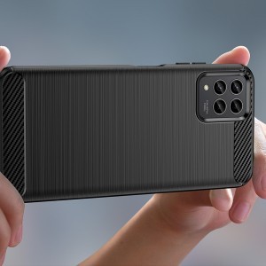 T-Mobile Revvl 6 Pro 5G Carbon szénszál mintájú TPU tok fekete