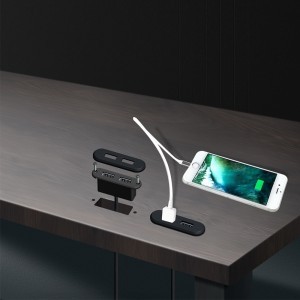 Bútorba építhető USB elosztó, hosszabbító fekete (2xUSB-A)