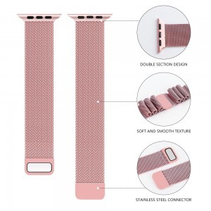 Apple Watch 42/44/45mm Karkötős óraszíj Milan világos rózsaszín