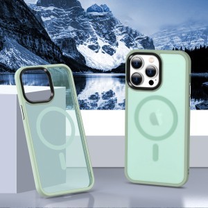 iPhone 15 MagSafe-kompatibilis áttetsző matt tok, telefontok világoszöld Alphajack