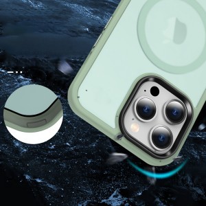 iPhone 14 Pro MagSafe-kompatibilis áttetsző matt tok világoszöld Alphajack