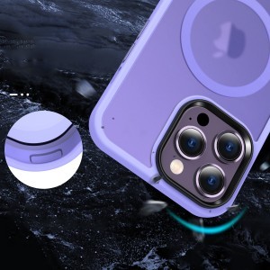 iPhone 15 Pro MagSafe-kompatibilis áttetsző matt tok világoslila Alphajack