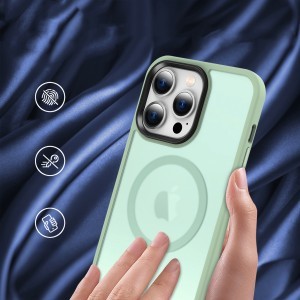 iPhone 12 Pro Max MagSafe-kompatibilis áttetsző matt tok világoszöld Alphajack
