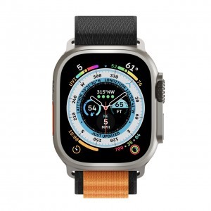 Apple Watch 4/5/6/7/8/SE/Ultra (42/44/45/49mm) Next One Adventure Loop óraszíj fekete/narancssárga