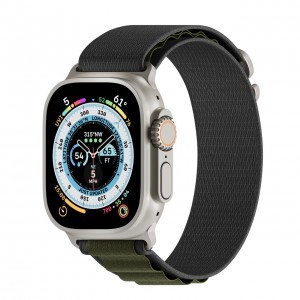 Apple Watch 4/5/6/7/8/SE/Ultra (42/44/45/49mm) Next One Adventure Loop óraszíj szürke/zöld