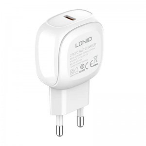 LDNIO A1206C hálózati töltő adapter USB-C, 27W + USB-C- Lightning kábel fehér