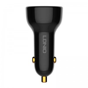 LDNIO C101 autós töltő USB + USB-C, 100W + USB - Lightning kábel fekete