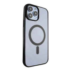 iPhone 15 Pro Max MagSafe kompatibilis átlátszó TPU tok fekete kerettel Alphajack