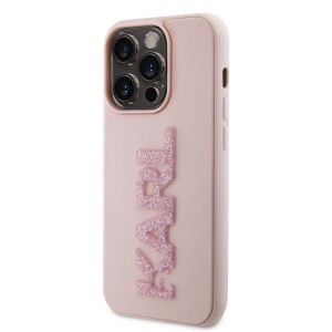iPhone 15 Pro Max Karl Lagerfeld KLHCP15X3DMBKCP 3D Rubber Glitter Logo tok rózsaszín