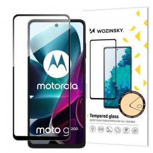 Motorola Moto G200 5G üvegfólia Wozinsky Full Glue 9H fekete kerettel tokbarát