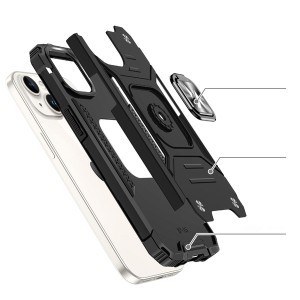 iPhone 15 Plus Ring Armor Wozinsky tok kihajtható támasszal fekete