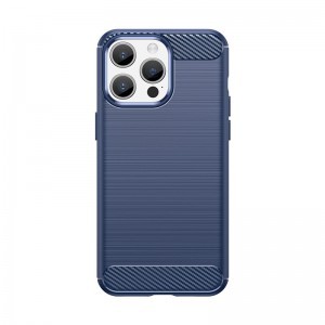 Telefontok iPhone 15 Pro Carbon szénszál mintájú TPU tok kék