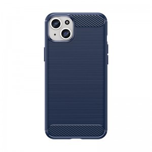Telefontok iPhone 15 Plus Carbon szénszál mintájú TPU tok kék