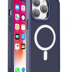 iPhone 15 Pro Magnetic Color Matte tok sötétkék telefontok