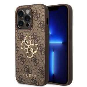 iPhone 15 Pro Guess PU 4G Metal Logo tok barna (GUHCP15L4GMGBR)