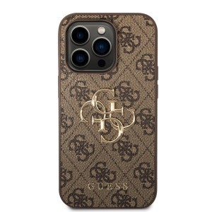 iPhone 15 Pro Guess PU 4G Metal Logo tok barna (GUHCP15L4GMGBR)