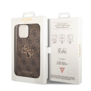 iPhone 15 Pro Guess PU 4G Metal Logo tok barna (GUHCP15L4GMGBR)