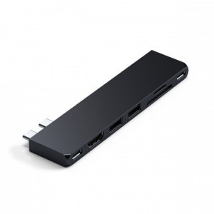 Satechi PRO HUB SLIM (1xUSB4, 1xHDMI, 2xUSB-A, SD/MicroSD, UHS-I akár 104MB/s, SD/SDHC/SDXC 2TB-ig, 1xUSB-C) - éjfekete