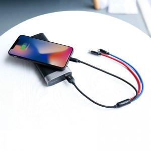 Baseus 3 az 1-ben USB-C / Lightning / Micro USB kábel 3.5A 0.3m (fekete)