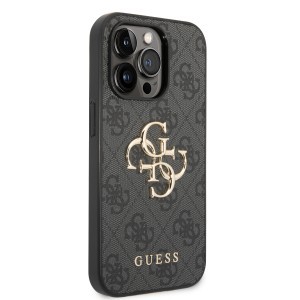 iPhone 15 Pro Max Guess PU 4G Metal Logo tok szürke (GUHCP15X4GMGGR)