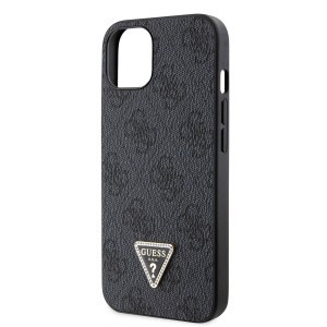 iPhone 15 Guess PU 4G Strass Triangle Metal Logo tok fekete (GUHCP15SP4TDPK)