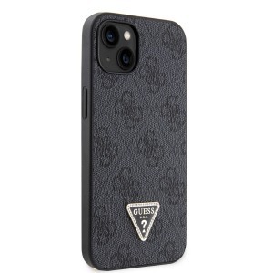 iPhone 15 Guess PU 4G Strass Triangle Metal Logo tok fekete (GUHCP15SP4TDPK)